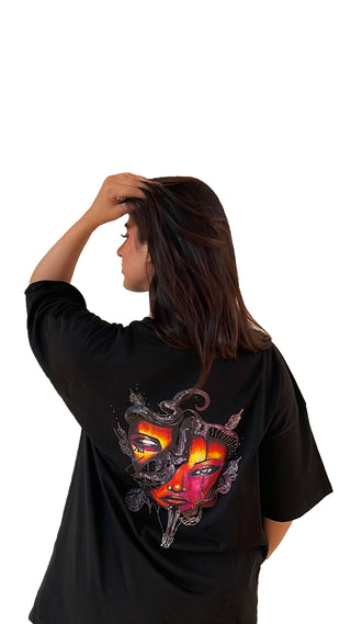 "Psyche Woman" Oversized Black T-Shirt