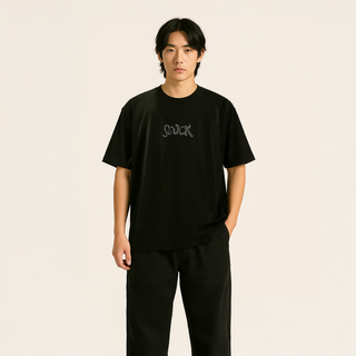 "Eternal Echoes Tee" Oversized Black T-Shirt